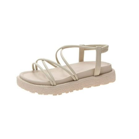 

Lyinloo Women s Summer Platform Shoes Soft Sole Comfortable Roman Sandals Beige 37