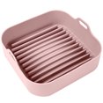 thumbnail image 3 of Olla de silicona, freidora de aire, gruesa, para barbacoa, horno, bandeja con calefacción, cesta, molde para hornear resistente al calor, rosa Jumpingount HA004719-02, 3 of 7