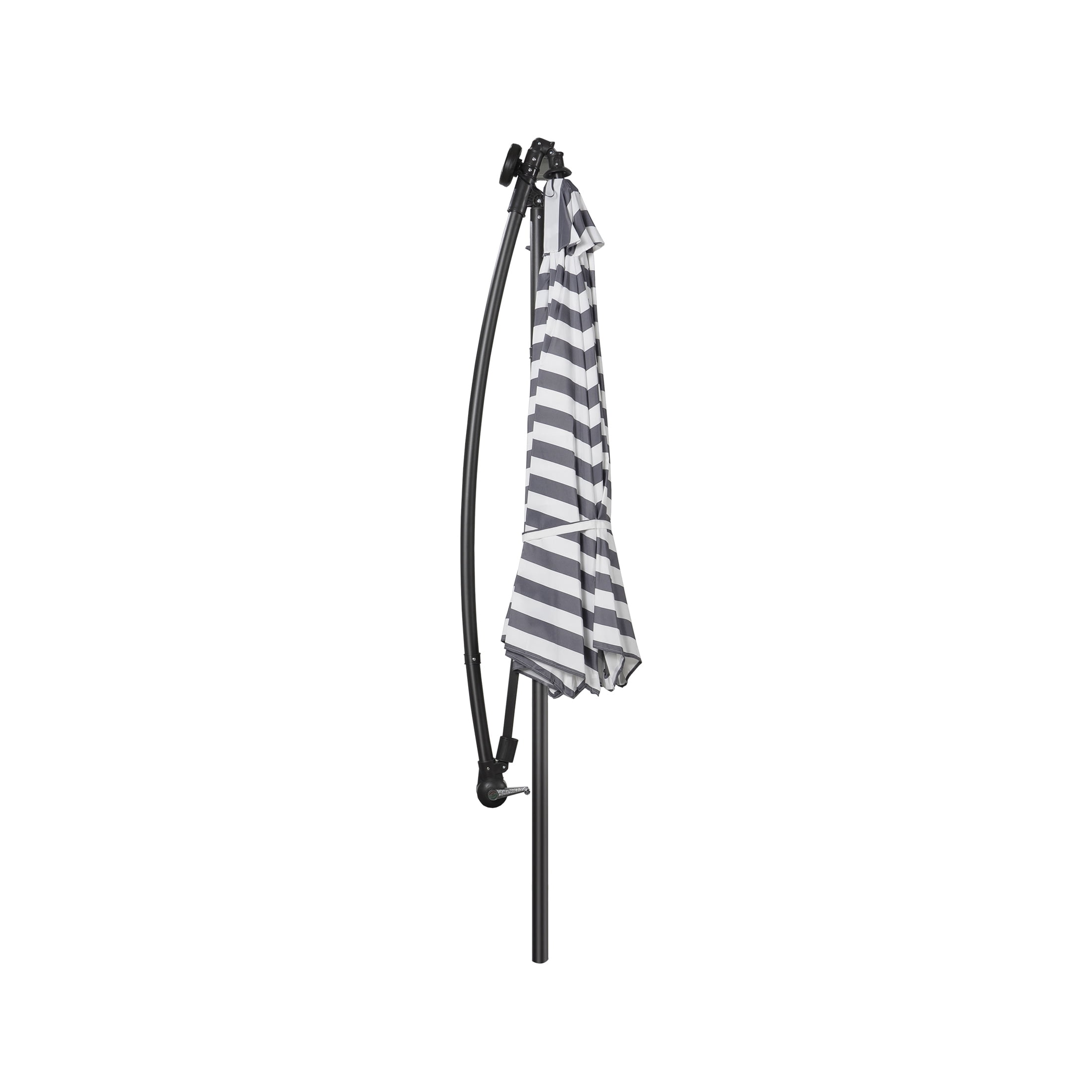 Polytrends Lucent 10' Cantilever Patio Umbrella with Solar LED Lights Grey Stripe