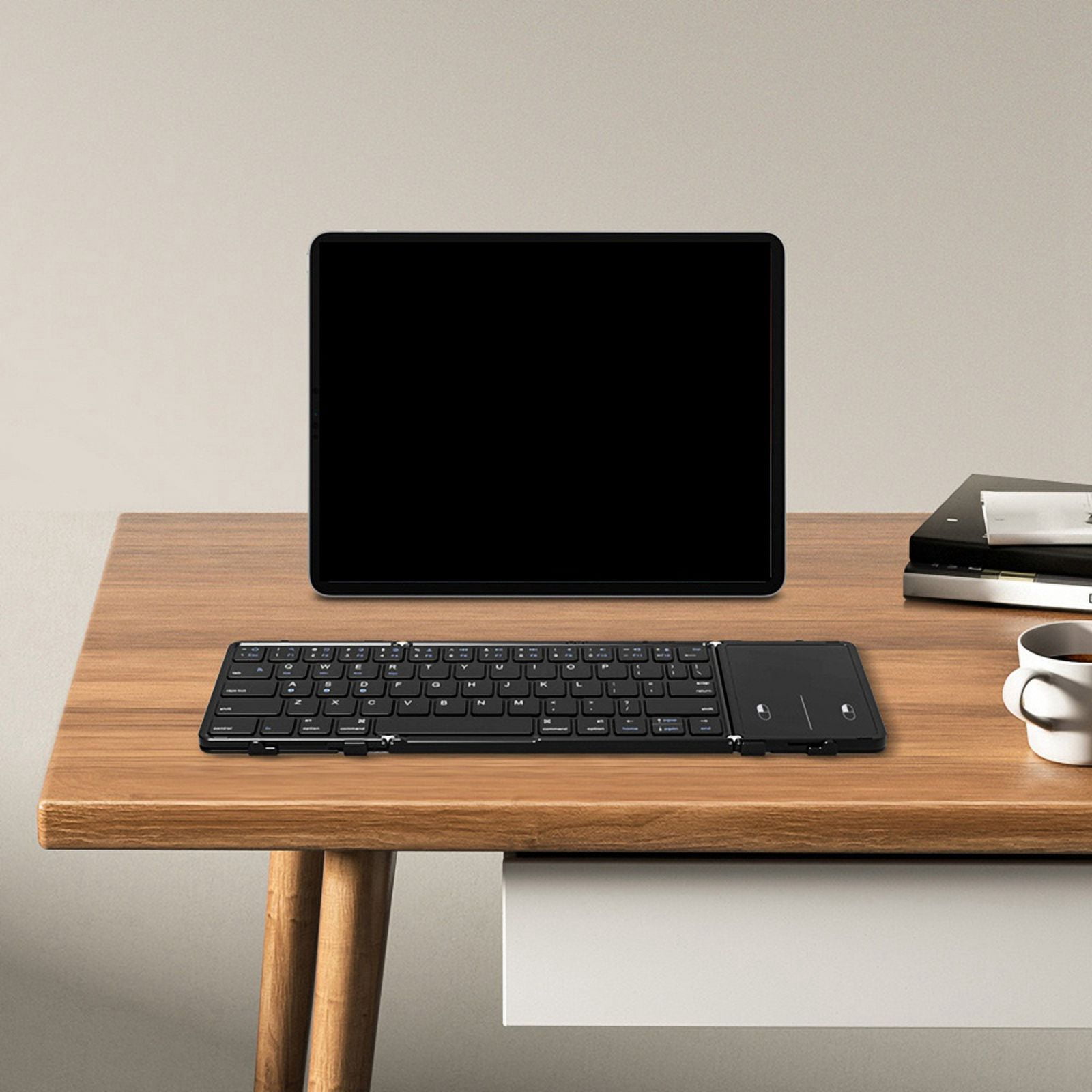 Foldable Bluetooth Keyboard Tri-Folding Wireless Keyboard with Touchpad Rechargeable Keyb C1915