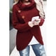 thumbnail image 2 of suéter de las mujeres suéter grueso de la de la zona para proteger del suéter del cable del cuello grueso - Vino rojo, L L, 2 of 9