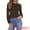 Dark Brown, variant on Women's Pleated Trim Casual Long Sleeve Top M Black