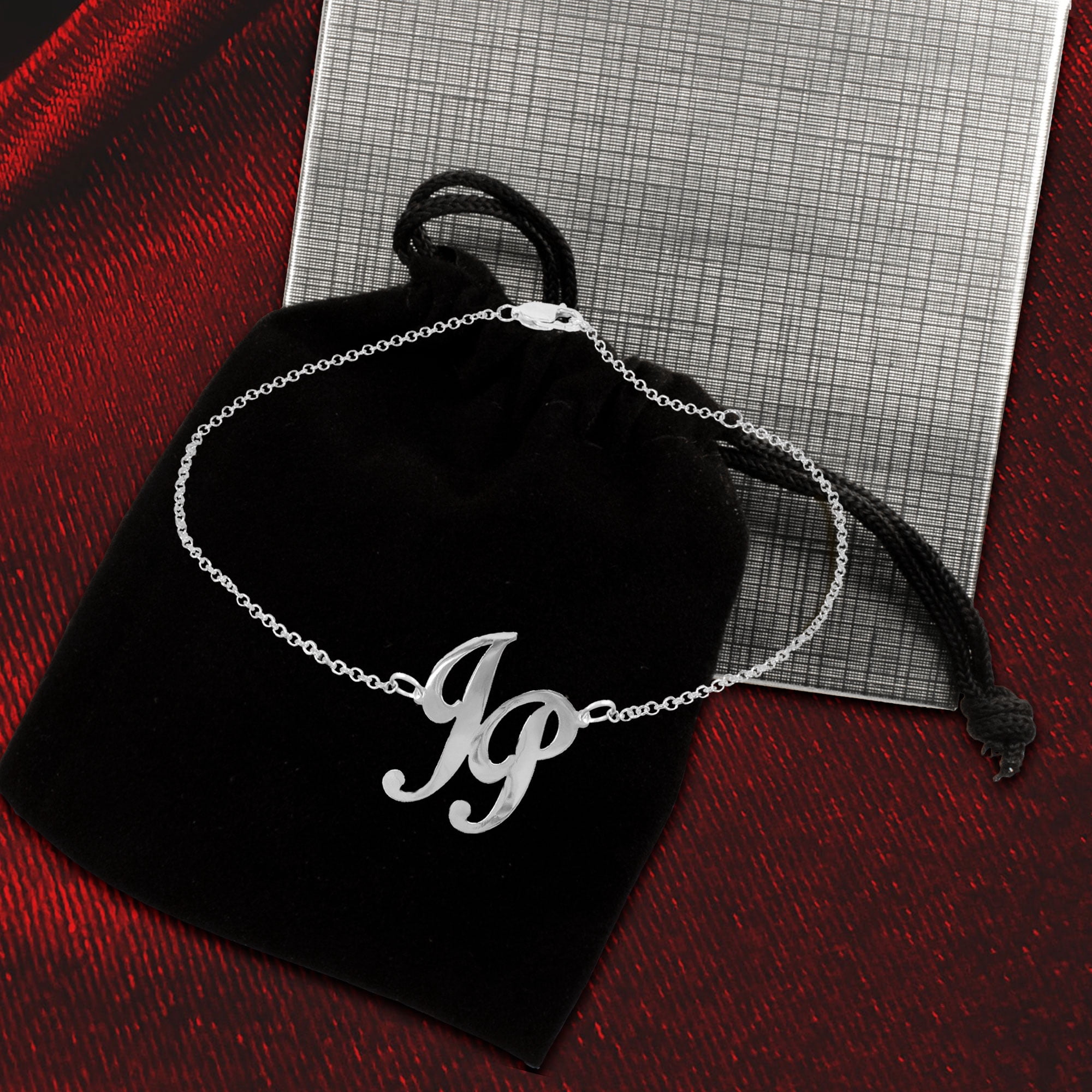 Personalized Offset Monogram Anklet in Sterling Silver