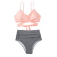 thumbnail image 2 of Conjuntos De Bikini De Cintura Alta Conjuntos de bikini de cintura alta para mujer Traje de baño sexy de ropa de playa simple dividido (Rosa claro S) Cgtredaw Para estrenar, 2 of 6