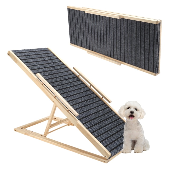 Unique Bargains Dog Ramp for Bed Foldable Non-Slip Dog Ramp Adjustable Height Large Pet Stair Ramp for Car