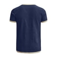 thumbnail image 5 of GUZOM Mens Slim Fit Crew Neck Short Sleeve T-Shirt - Breathable Cotton Linen Blend Solid Casual Tee, Dark Blue,Size 3XL, 5 of 5
