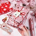 thumbnail image 4 of Pink Christmas Wrapping Paper, Girl Christmas Gift Wrap, Reversibe Santa Claus Snowy Forest Design w/Metallic Foil Shine Holiday Wrapping Paper for Winter Celebrations (17 Inch X 33 Feet), 4 of 14
