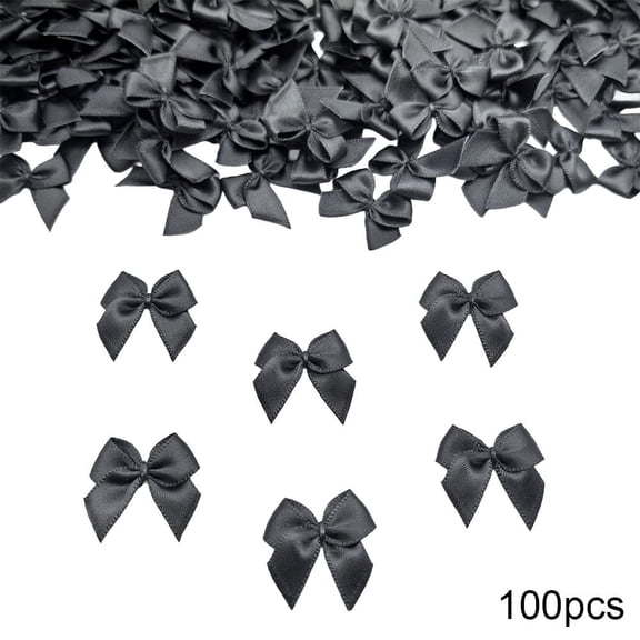 100 Pack Mini Satin Ribbon Bows, Pre-Tied Craft Embellishments for Scrapbooking Gift Wrapping, 0.98 Inch Small Decorative Accents