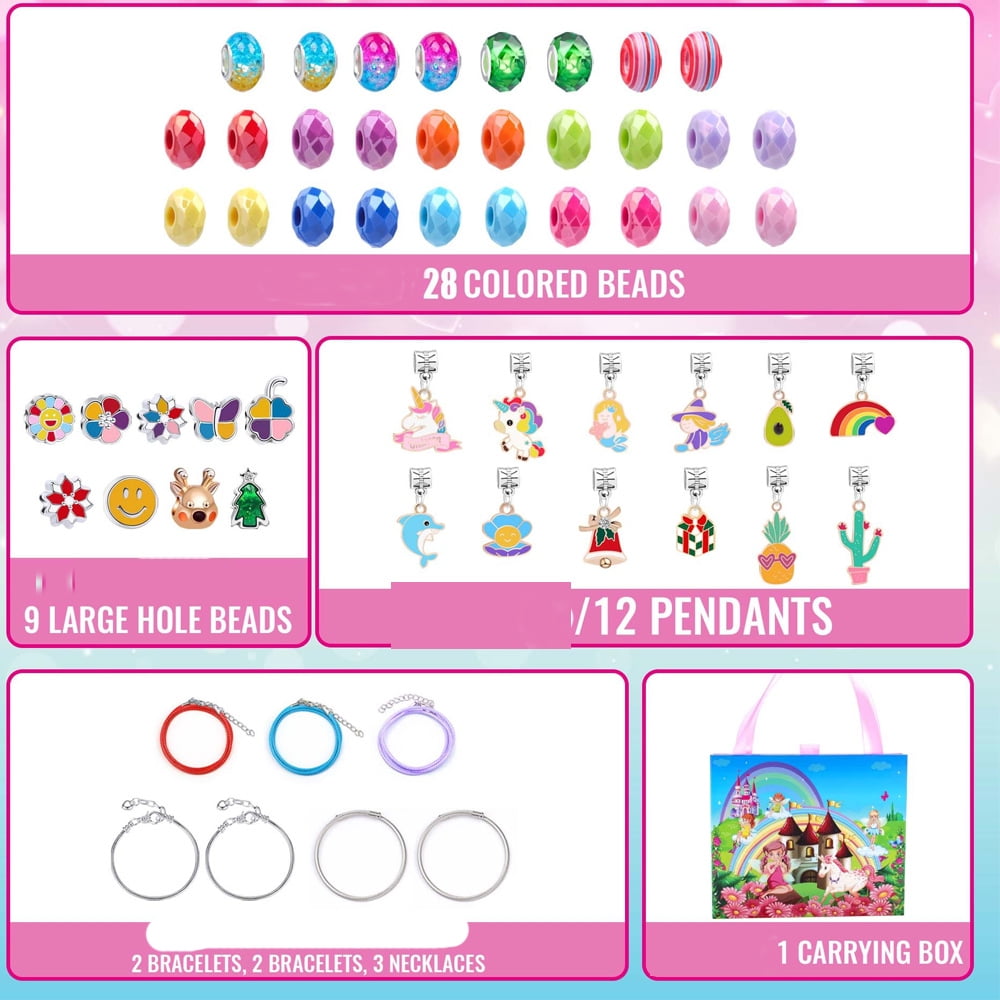 Advent Calendar Charm Bracelet Making Kit for Kids Girl Christmas Countdown Calendars Gift