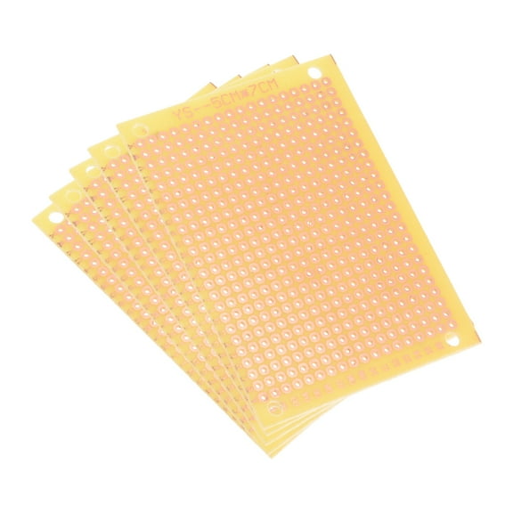 5x7cm Single Sided Universal Printed Circuit Board Coppered FR-4 Yellow 5pcs