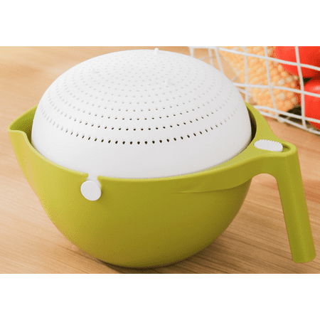 

Rice Vegetable Wash Bowl Double Layer Rice Washing Basket Fruit Strainer Colander Kitchen Rice Drying Bowl