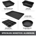thumbnail image 2 of Granitestone Black Nonstick Bakeware Set, 5 Piece Baking Pans Set, Dishwasher Safe, No Warp & Even Heating, Oven Safe with Square & Round Baking Pan, Muffin and Loaf Pan & Baking Sheet, 2 of 9