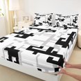thumbnail image 3 of Manfei Pixel Geometric Full Size Sheets,Modern Abstract Geometric Bed Sheets,Black White Sheet Sets For Boys Kids,Super Cozy Room Decor,4-Piece, 3 of 7