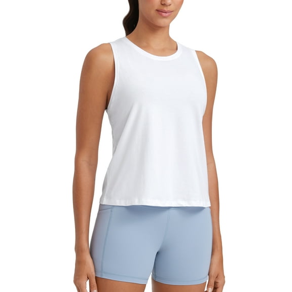 CRZ YOGA Women's Pima Cotton Sleeveless Loose Tank Tops Gym Yoga Tops Athletic Shirts