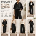 thumbnail image 5 of Women's Batwing Sleeve Linen Cotton Two Piece Set,Casual Shirt & Wide Leg Pants Outfit,Lightweight Summer Lounge Wear, 5 of 7