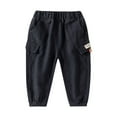 thumbnail image 2 of Spazoro Toddler Boys Cargo Pants, Multi-Pockets Elastic Waist Baggy Cotton Solid Color Casual Jogger for Boys Black Size 5 T, 2 of 3