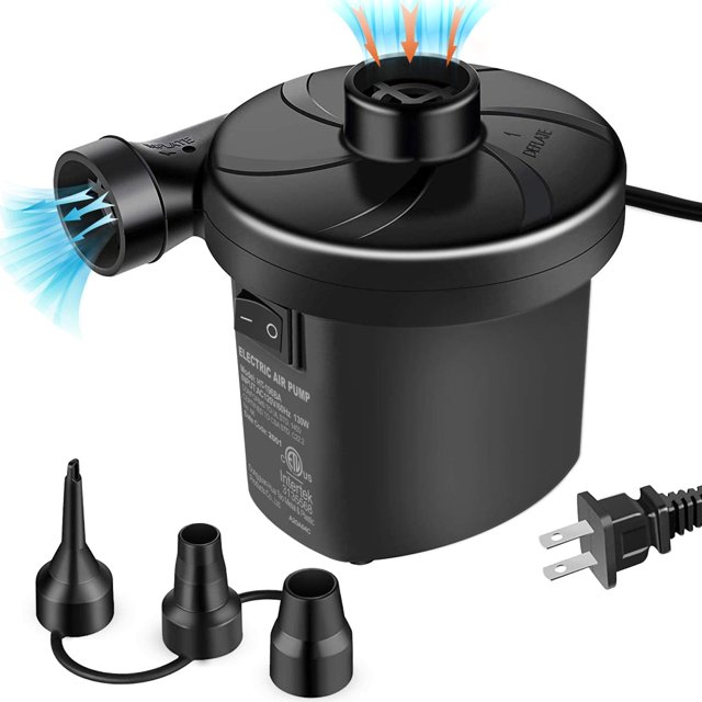 Pompe à Air Électrique Portable à Remplissage Rapide pour Canapé Gonflable, Matelas Pneumatique, Anneau de Natation, Jouets de Piscine Gonflables, Puissant Gonfleur/dégonfleur Électrique avec 3 Buses 110V AC