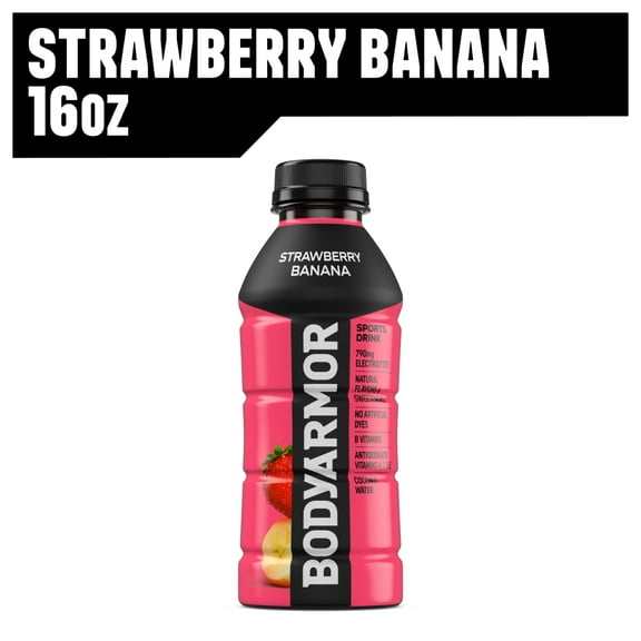 Pack of 2 BODYARMOR Sports Drink Strawberry Banana Bottle, 16 fl oz (Package May Vary)
