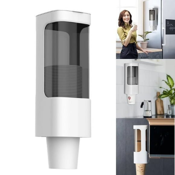 JTWEB Dispensador de Vasos de Papel Montado en la Pared, Soporte Tipo Tirador, Se Adapta a Vasos Desechables Pequeños de 3oz 5oz, Dispensador de Vasos para Baño para Hogar, Hospital, Oficina, Gimnasi