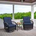 thumbnail image 3 of JP Outdoor 3PCS Indoor Outdoor Swivel Rocker, Rattan Rocker Bistro Sets with Table, Navy Blue, 3 of 9