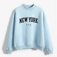 thumbnail image 2 of Curuila Women Sweatshirt Letter Print Long Sleeved Crew Neck Soft Warm Casual Autumn Winter Pullover Blue Size S, 2 of 4