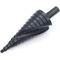thumbnail image 4 of Juego de brocas escalonadas de nitruro en espiral para metal, PVC, carpintería y tareas de aumento, 3 piezas, para orificios de 4-12 mm, 4-20 mm, 4-32 mm, 4 of 6