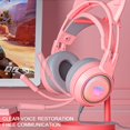 thumbnail image 5 of Cute Helmet LED Light Stereo Sound with Microphone Headphone Mic Control Gaming Headset PINK, 5 of 8