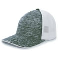 thumbnail image 2 of Pacific Headwear Aggressive Heather Trucker Flexfit Cap 406F Dark Green Heather/White/Dark Green Heather S/M, 2 of 2
