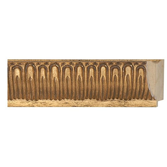Picture Frame Moulding (Wood) 18Ft Bundle - Ornate Gold Finish - 3.625" Width - 15/16" Rabbet Depth