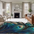 thumbnail image 2 of Retro 5x7 Area Rugs for Living Room, Peacock Feathers Abstract Art Non Slip Floor Mat Washable Low-Profile Indoor Carpet for Bedroom, Dining Room, Bathroom, 2 of 9