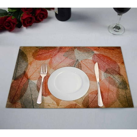 

PKQWTM Abstract Autumn Background Beautiful Leaves Texture Kitchen Dining Table Mats Placemats Size 12x18 Inches Set of 2 Pieces