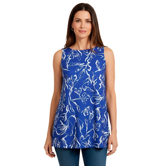 Jessica London Women's Plus Size Knit Tunic Tank Long Sleeveless Blouse