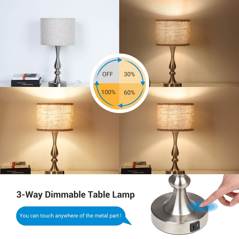 Edishine Touch Control Table Lamps Set of 2 with USB Ports photo 2