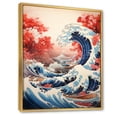 thumbnail image 2 of Designart "The Red Great Wave A Masterpiece from Kanagawa II" Nautical & Beach Floater Framed Wall Art Print, 2 of 7