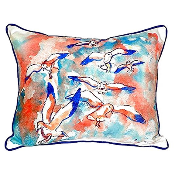Betsy Drake SN153 11 x 14 in. Gulls Flocking Small Indoor & Outdoor Pillow
