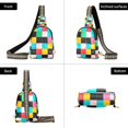thumbnail image 7 of FORMRS Womens Crossbody Sling Bag Travel Daypack Shoulder Chest Backpack, Blue Checkered Pattern, 7 of 7