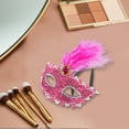 thumbnail image 4 of Unique Bargains 1 Pce Masque Demi-Visage à Motif de Dragon avec Plumes pour Fête Masquée Rose Rouge, 4 of 5