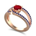 thumbnail image 2 of Diamond-Capitals 2.50 Carat Round Shape Red Ruby & Blue Sapphire Gemstone Trendy Bridal Ring for Ladies 14K Rose Gold Size 8, 2 of 8