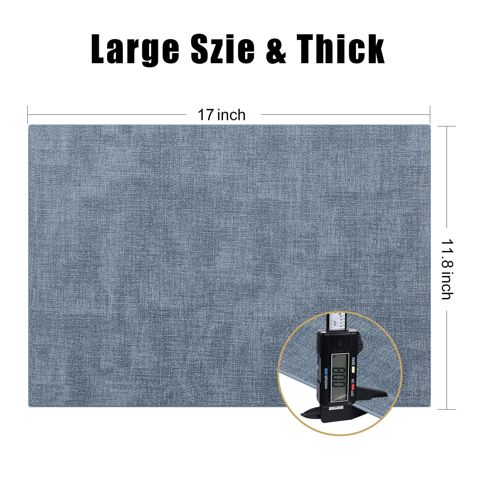 decorUhome Placemats Set of 6, Heat Resistant PU Faux Leather Table Mats, 11.8" x 17", Blue