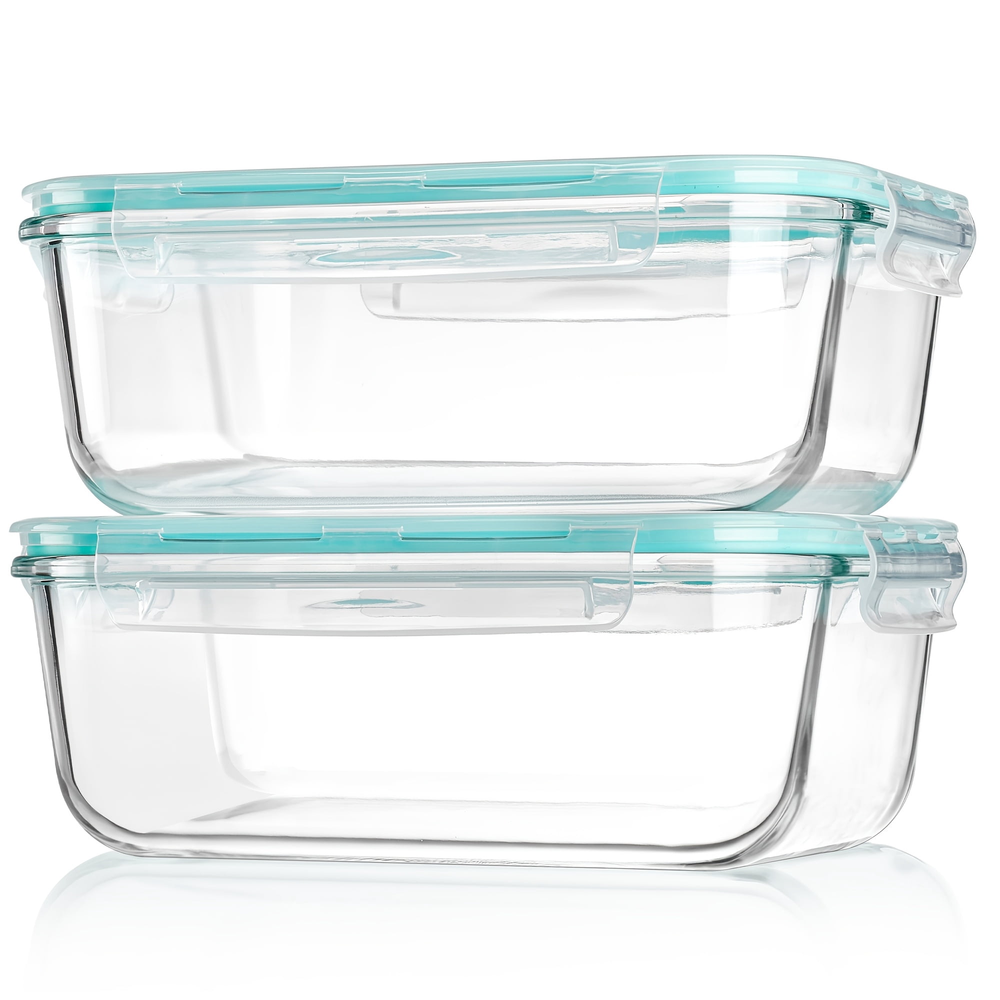 2 Pack Large Glass Food Storage Containers, 63 oz Extra Large Meal Prep Container Set with Airtight Locking Lids, Leak-Proof & BPA-Free