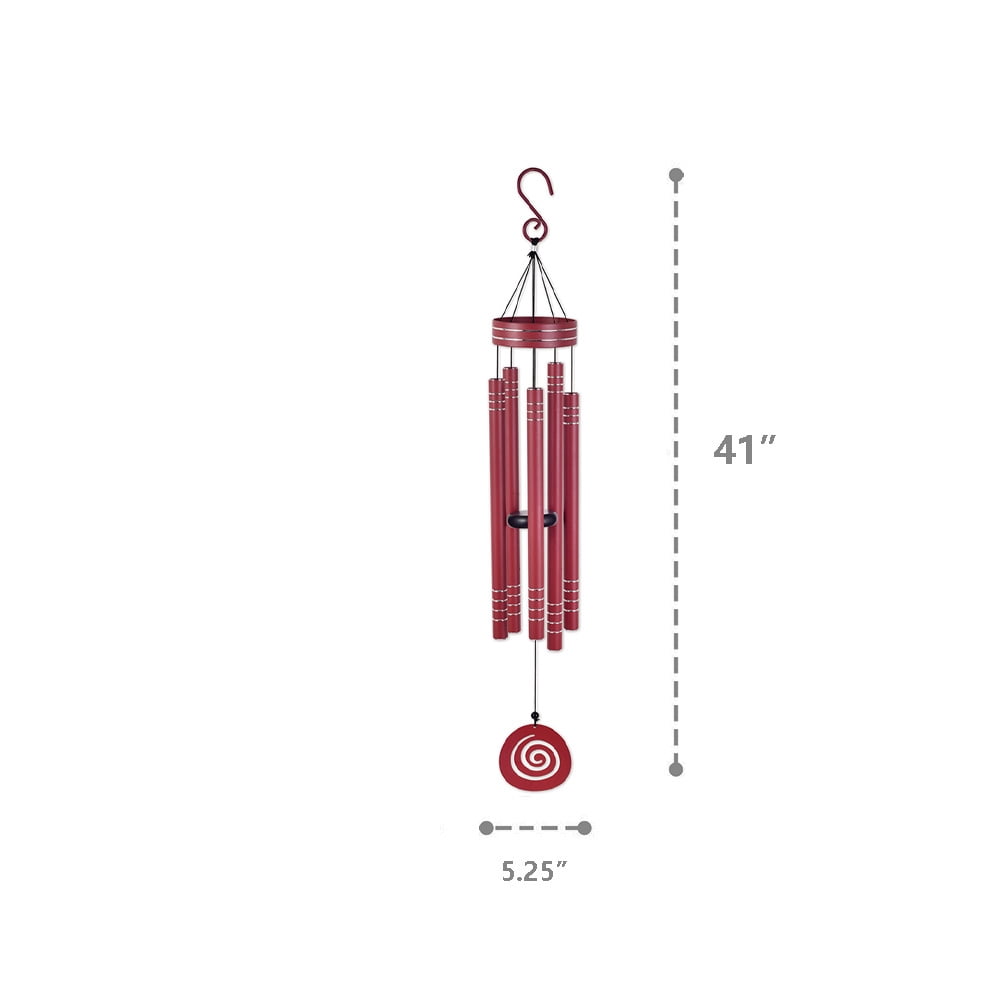 Sunset Vista Design 41" Heavy Tone Wind Chimes, Modern Wind Chimes with Aluminum Tubes and S Hook,Outdoor/Indoor Wind Chimes for Home Garden Hanging Decor,Window Wind Bells, Red