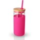 thumbnail image 1 of Vaso de vidrio de 20 oz con funda protectora de silicona con pajita y tapa de bambú, sin BPA JFHHH pequeña, 1 of 2