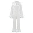 thumbnail image 4 of Womens 2 Piece Thickened Warm Flannel Long Pyjama Set Plush Autumn Winter Sleepwear Two Piece Sleepwear Velour Pajamas for Women Sleepwear for Women Satin Clothes for Women Junior Pajamas Tops, 4 of 8