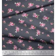 thumbnail image 2 of Soimoi Cotton Jersey Fabric Leaves & Pink Rose Floral Print Fabric by The Yard 58 Inch Wide, 2 of 3