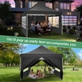 thumbnail image 6 of SANOPY 10' x 10' Pop up Canopy Tent, Adjustable Commercial Instant Outdoor Party Tent with 4 Removable Sidewalls, Carry Bag, Black, 6 of 7