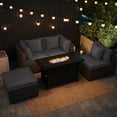 thumbnail image 1 of Costway 5 PCS Patio Furniture Set Heavy-duty Frame Rattan Sofa Set with 60,000 BTU Firepit Table Gray, 1 of 10