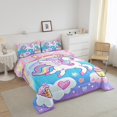 thumbnail image 3 of YST Cute Unicorn Comforter Set, King Size, Magic Animal, Cartoon Rainbow, Glitter Stars, 3 of 6