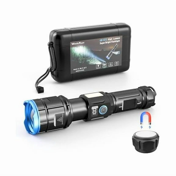 ZC Powerful Flashlights High Lumens Rechargeable,500000 Lumen Led Strong Handheld Flashlight,IPX6 Waterproof Flashlight for Home Camping Emergencies,USB Battery Operated,Adjustable Focus