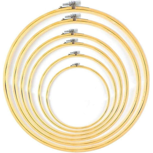 Juego de aro de bordado redondo de 6 piezas, aro de punto de cruz, anillos de bambú, aro de bordado, aro de bordado de madera ajustable redondo para bricolaje, bordado Cr