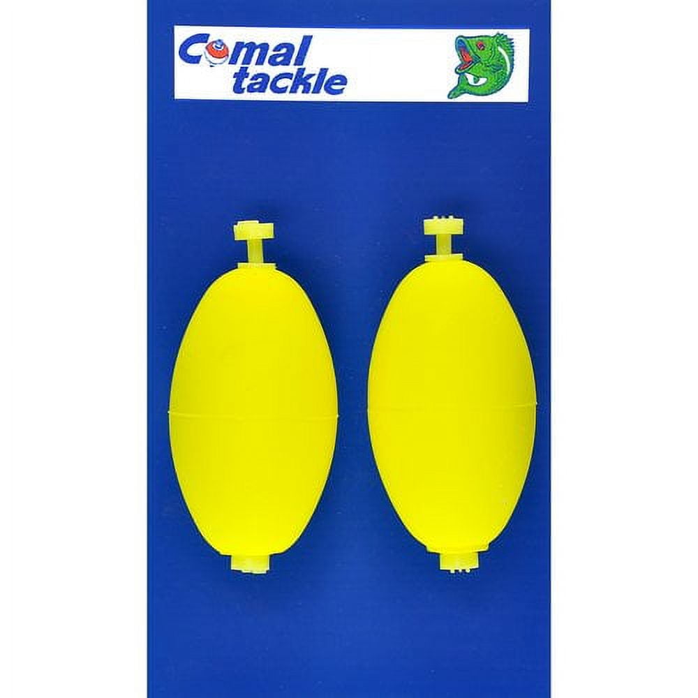 (6 pack) Comal Tackle 2.5" Oval Snap-On Float, Yellow, 2 Pack
